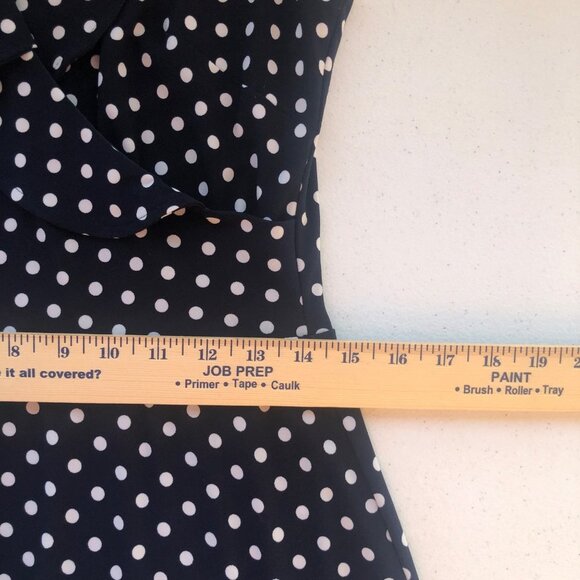 Chaps Size Medium Flirty Sleeveless Ruffled Polka Dot V-Neck Summer Dress - Picture 10 of 14